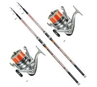 Kit Surfcasting Canne TRABUCCO OCEANIC Storm Surf Télescopique 4,20 m 200gr + Moulinet TRABUCCO (2 Cannes + 2 OCEANIC 8000)