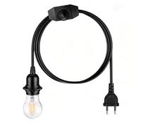 Kit suspension à variateur, câble de 2 m à brancher pour lampe suspendue, douille E27 Edison pour luminaires et abat-jours, ampoule livrée avec le kit, noir