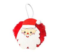 Kit Suspension Pompon Père Noël Bois Et Fausse Fourrure 7cm 5 Pièces