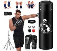 Kit Suspension Sac de Frappe Accessoires Complets Cuir Microfibre Head Reaction Ball Kickboxing/MMA Confort et Durée de Vie