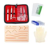 Kit Suture Avec Coussin Réaliste, Sutures et Gants, Kit Suture Entrainement, Ensemble d'Outils de Suture Cutanée pour Formation à la Suture des Plaies