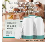 Kit système SiBionics CGM - 1 émetteur et 3 capteurs pour une utilisation en 42 jours, moniteur de glucose continu, aucune calibrage nécessaire, Android 1transmitter 3sensor