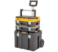 DeWalt Kit TSTAK 3 Pièces DWST83411-1 - Coffret Grande Contece, Organiseur & Boîte à Outil Mobile - IP54 - Emplacement TAG TOOL CONNECT - Plateau Porte-outils - Capacité de 50 kg Multicolore