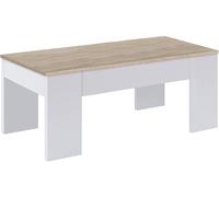 KIT TABLE BASSE ÉLEVABLE 43X100X50CM CHÊNE BLANC