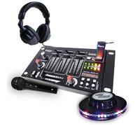 Kit table de mixage IBIZA SOUND - Contrôle MP3 - 4 voies - Casque - Micro - Jeu de lumière UFO