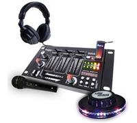 Kit table de mixage IBIZA SOUND - Contrôle MP3 - 4 voies - Casque - Micro - Jeu de lumière UFO