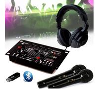 Ibiza Kit Table de mixage DJ21 USB Bluetooth avec casque SONO DJ et 2 micros