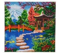 Crystal Art - Kit broderie diamant sur châssis toilé Jardin japonais 30 x 30 cm Adulte & Enfant
