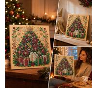 Kit Tableau déco Strass perlé Noël 30cm décoration Murale Bricolage Fait Main