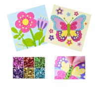 Kit Tableaux Sequins Fleur Et Papillon 15 Cm
