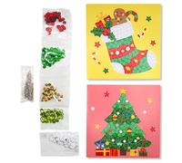 Kit tableaux sequins Noël Botte et Sapin Activité Enfant 15 cm 2 pièces