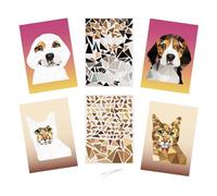 Kit tableaux stickers - MEGACREA DIY - Chiens et Chats - 2 pièces - A5 - Gommettes colorées