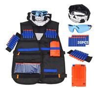 Kit Tactique Nerf N-Strike1 Gilet Tactique + 20 Balles + 6 Chargeurs + Dragonne + Lunettes + Masque