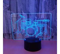 Kit tambour 3D Illusion Lampe Chambre à coucher Chevet Veilleuse LED Petite Lampe de Table Enfant Mood Wake-Up Lampe de sommeil pour Bébé Chambre Décoration Enfant Noël Cadeau d'anniversaire Toucher + Télécommande