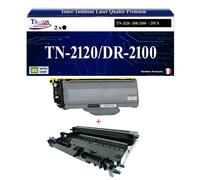 Kit Tambour+Toner compatibles avec Brother TN2120, DR2100 pour Brother MFC-7320, MFC-7440, MFC-7440N, MFC-7840, MFC7-840W - 2 600 pages - T3AZUR