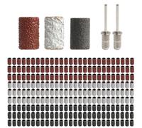 Kit Tambours de Ponçage 248 Pièces, Embout Emeri, Bandes Abrasives 80/120/180 Grains, Accessoires pour Bois, Métal, Bricolage, Compatible Outils Rotatifs et Perceuses, 2 Mandrins Inclus