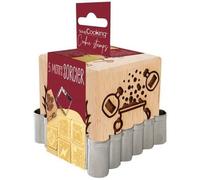 Kit tampon à biscuits - SCRAPCOOKING - Bois - 5 faces - Motif Sorcier - Avec découpoir inox