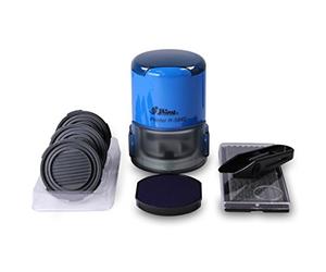 Kit tampon rond à composer soi-même, Shiny R-5842, avec 328 caractères et 3 cassettes d’encrage différentes Ø 42 mm - Tampon logo rond personnalisable