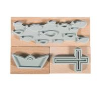 Rayher Tampons bois Confirmation,Communion 3pcs 3,9x2,6-8,3x2,6cm noir, 29198000