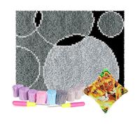 Kit Tapis au Point Noué Pré-Imprimé - Toile Motif pour Adulte Débutant - Fils de Fabrication, Crochet de Verrouillage, Coussin 55 x 75 cm