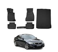 Kit Tapis de Sol et Coffre Compatible avec BMW Série 5 G30 M5 F90 2016-2023 Caoutchouc Noir
