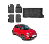 Kit Tapis de Sol et Coffre Compatible avec Fiat 500 2007-2022 TPE Noir