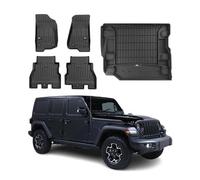 Kit Tapis de Sol et Coffre Compatible avec Jeep Wrangler 2017-2022 TPE Noir