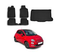 Kit Tapis de sol et coffre pour Fiat 500 500C 2007-2015 Pre-FL en Caoutchouc TPE