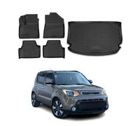 Kit Tapis de sol et coffre pour Kia Soul 2014-2019 en Caoutchouc TPE Noir