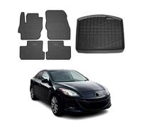 Kit Tapis de sol et coffre pour Mazda 3 2008-2014 Berline TPE Noir