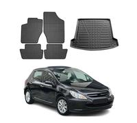 Kit Tapis de sol et coffre pour Peugeot 307 2001-2009 TPE Noir