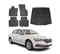 Kit Tapis de sol et coffre pour Skoda Superb 2015-2025 Noir TPE