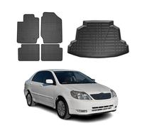 Kit Tapis de sol et coffre pour Toyota Corolla Berline Break 2002-2007 TPE Noir