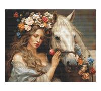 Luca-S Petit Point Kit de broderie au point de croix compté G620 pour adultes Motif fée des fleurs Doré