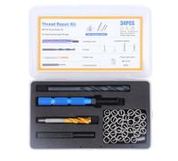 Kit Taraud de Filetage Insert M8 x 1,25, 34 Pièces en Acier Inoxydable, Outils Installation, Forets à Tarauder - Renforcement des Filets, Résistance à l’Usure, Réparation Facile