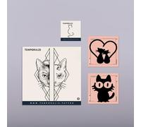 Kit Tatouage CHAT (4 tattoos) - Temporalis® | Tatouage Ephemere Femme et Homme - Cosmétique Certifié UE, Encre Vegan & Waterproof - Dure 1 à 2 semaines