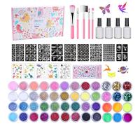 Kit Tatouage Paillettes pour Enfants, LCDGTJ 48 Couleurs, 209 Pochoir, 4 Colle, 5 Pinceaux, Tatouage Éphémère Imperméable, idéal Cadeau pour Maquillage Cosplay, Carnavals, Fêtes et Anniversaires