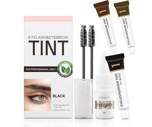 Kit Teinture Combinal Cils et Sourcils Noir - Résultat Naturel - Longue Durée - Couverture Sourcils Blancs - Application Facile(Noir+marron+café)