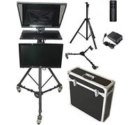 Kit téléprompteur portable de 50,8 cm avec cadre en verre réglable avec télécommande et boîtier spécial en aluminium pour studio Xp/Win7/Win10 Système pour faire des vidéos et en direct (double écran)