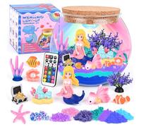 Kit Terrarium DIY avec Jouet Sirène, Cadeau Sirène, Kit de Bricolage Sirène Lumineux Jouets Sirène, avec télécommande et lumières LED, Excellent Cadeau d'anniversaire pour Enfants de 4-12 Ans
