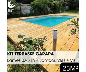 Kit terrasse complet - GARAPA - Ep.21 mm x l.145 mm - L.0,95 m - À partir de 10 m²