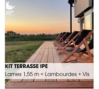 Kit terrasse complet - IPÉ - Ep.21 mm x l.145 mm - L.1,55 m - À partir de 10 m²