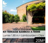 Kit terrasse complet - MOSO® BAMBOO X-TREME Saturée - Ep.20 mm x l.155 mm - L.1,85 m - À partir de 10 m²