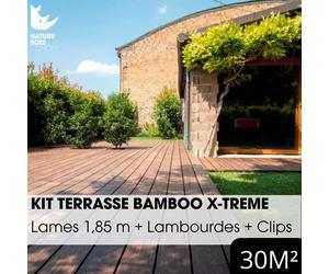 Kit terrasse complet - MOSO® BAMBOO X-TREME Saturée - Ep.20 mm x l.155 mm - L.1,85 m - À partir de 10 m²