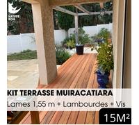 Kit terrasse complet - MUIRACATIARA / TIGER WOOD - Ep.21 mm x l.145 mm - L.1,55 m - À partir de 10 m²