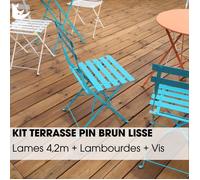 Kit terrasse complet - PIN BRUN - AB LISSE - Ep.27 mm x l.145 mm - L.4,2 m - À partir de 10 m²
