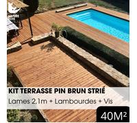 Kit terrasse complet - PIN BRUN - AB STRIÉ - Ep.27 mm x l.145 mm - L.2,1 m - À partir de 10 m²
