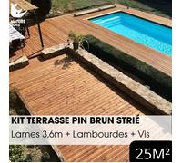 Kit terrasse complet - PIN BRUN - AB STRIÉ - Ep.27 mm x l.145 mm - L.3,6 m - À partir de 10 m²