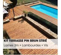 Kit terrasse complet - PIN BRUN - AB STRIÉ - Ep.27 mm x l.145 mm - L.3 m - À partir de 10 m²