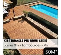 Kit terrasse complet - PIN BRUN - AB STRIÉ - Ep.27 mm x l.145 mm - L.3 m - À partir de 10 m²